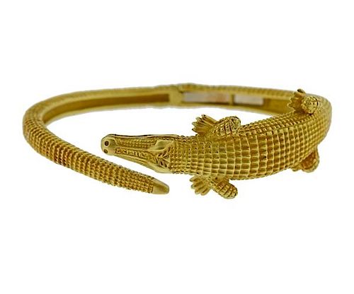 Kieselstein Cord 18K Gold Alligator Bracelet 