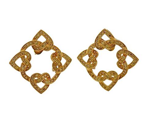18K Gold Yellow Diamond Earrings