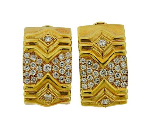 18K Gold Diamond Hoop Earrings