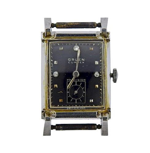 1940s Gruen Precision Diamond 14k Gold Watch 