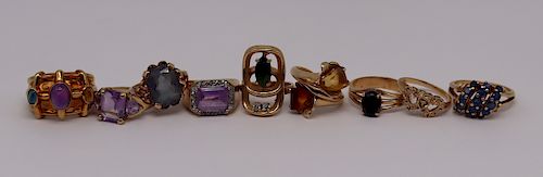 JEWELRY. (9) Assorted Gold Cocktail Rings.