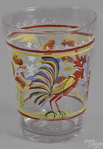 Stiegel type glass, early 19th c., with enameled