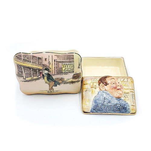 TWO BRITISH CERAMIC TRINKET BOXES, DICKENS CHARACTERS