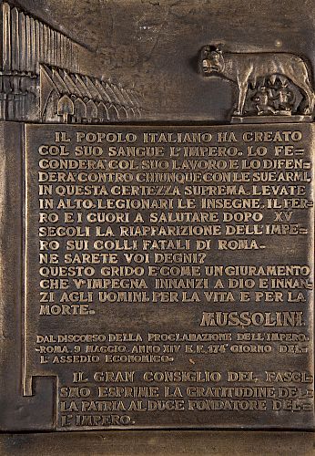Mussolini, Benito - Targa in bronzo