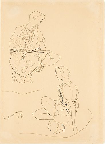 Lucio Fontana (Rosario 1899-Varese 1968)  - Studio per figura femminile, 1947