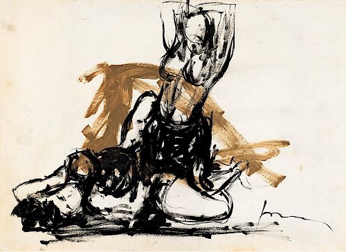 Lucio Fontana (Rosario 1899-Varese 1968)  - Due nudi femminili, 1960-64