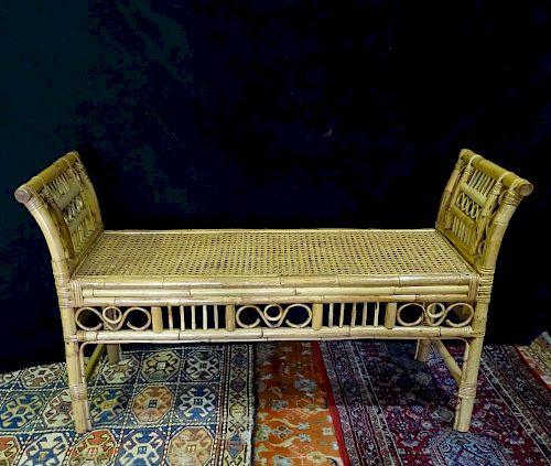 BAMBOO CANED BENCH