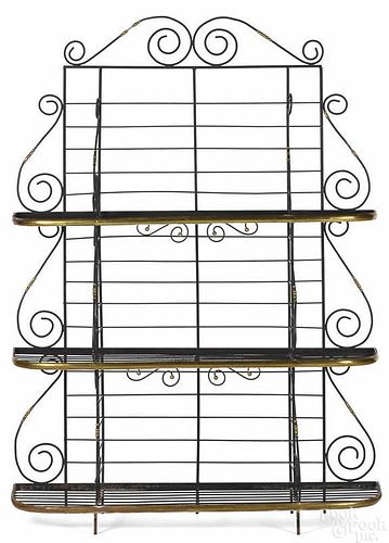 Brass and iron baker's rack, 20th c., 91'' h., 65''