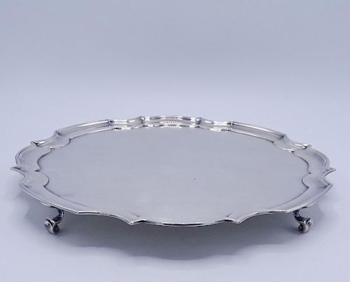 ENGLISH SILVERPLATE FOOTED SALVER 