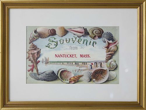 Framed Chromolithograph "Souvenir of Nantucket, Mass."