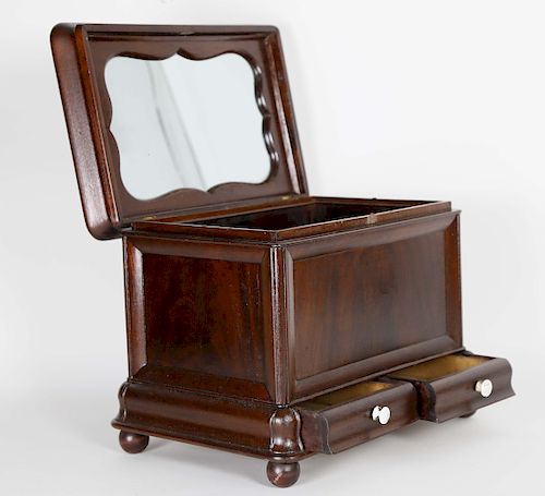 American Empire Lady's Mahogany Dressing Box, 19th Century
