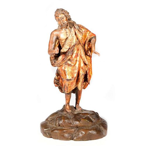 Spanish Colonial carved figure of St. John the Baptist