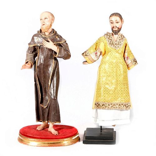 Two Spanish Colonial carved religious figures
