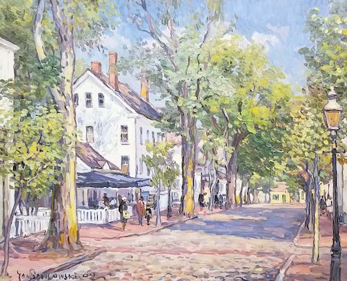 Jan Pawlowski Oil on Canvas "Federal Street - Nantucket"