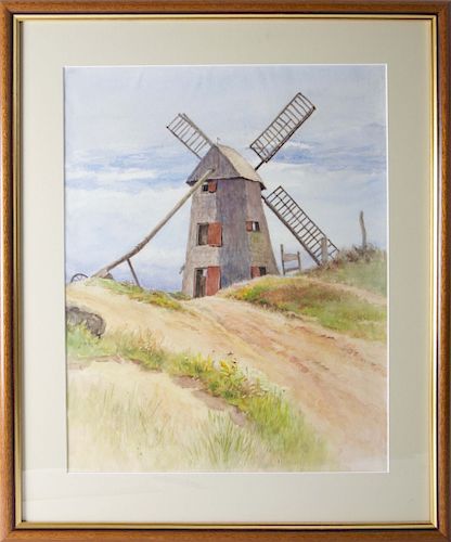 Monumental Large Format Jane Brewster Reid Watercolor "The Old Mill"