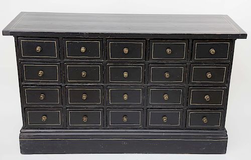 Contemporary 20 Drawer Black Painted Apothecary Chest