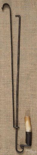 Wrought iron trammel candlestick, 19th c., 22'' h.