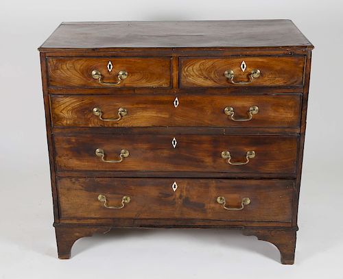 English Elm Bachelor's Two Over Three Chest of Drawers, 18th Century