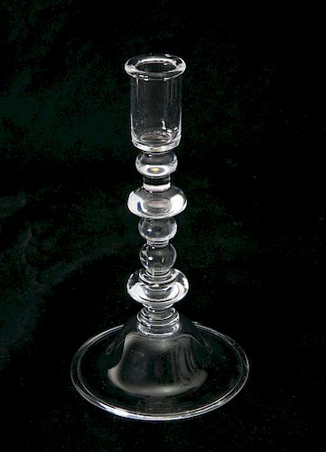 Signed Steuben Glass Candlestick with Bell Base