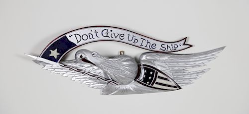 Silver Gilt "Don't Give Up the Ship" Carved Eagle Banner
