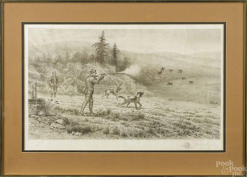 William Cary signed sporting etching, copyright 1