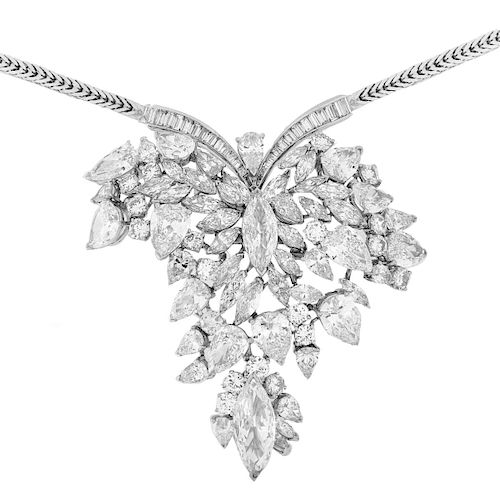 Estate Diamond and Platinum Pendant Necklace
