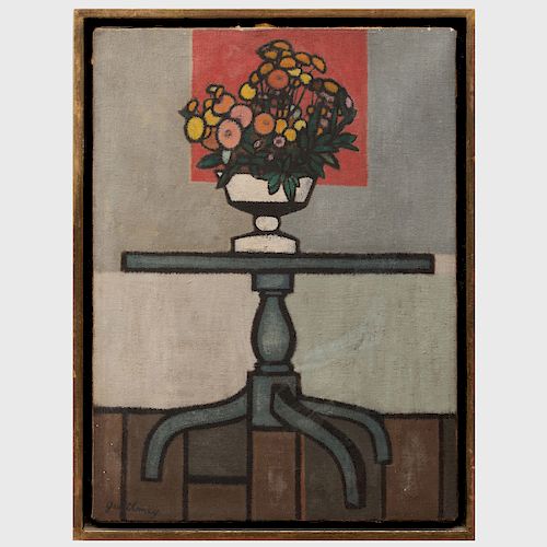 Robert Gwathmey (1903-1988): Vase of Flowers on a Table