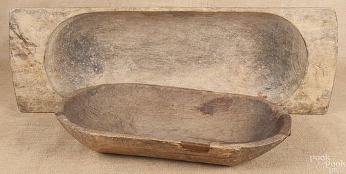 Two wooden trenchers, 19th c., 42 1/2'' w. and 27''