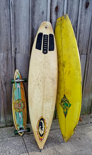 LOT 2 SURFBOARDS & 1 SKATEBOARD
