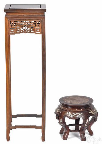 Chinese hardwood stand, 36'' h., together with a m