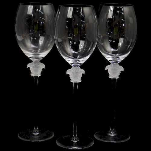 (3 Pc) Rosenthal Versace Lumiere Red Wine Glasses