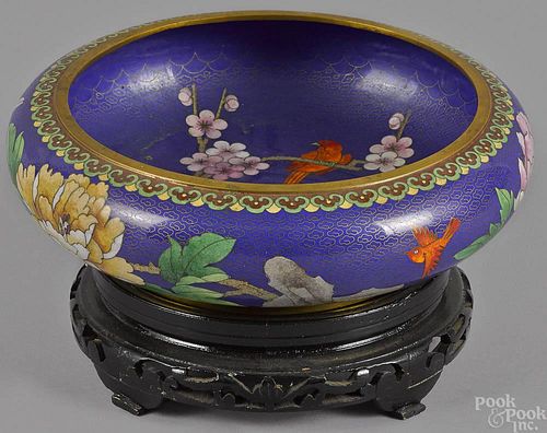 Chinese cloisonné bowl, 3'' h., 10'' dia.