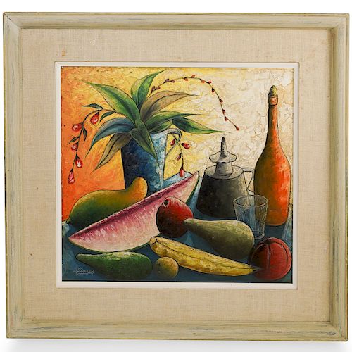 Jacques Enguerrand Gourgue (Haitian) Still Life Oil on Board