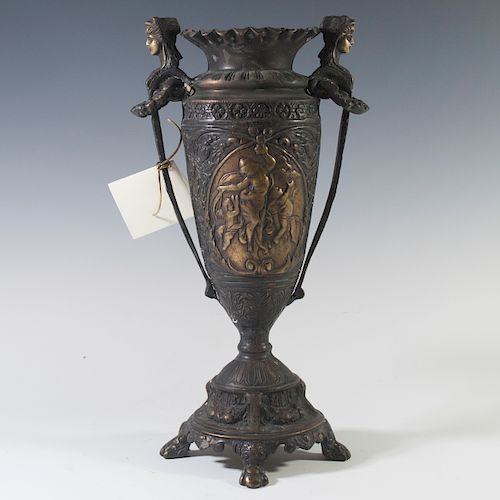 Art Nouveau Bronze Figural Vase