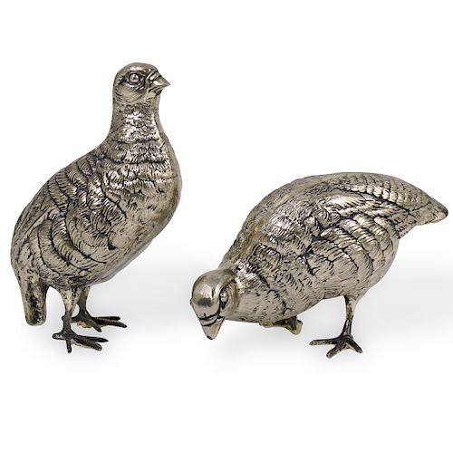 Pair of Large Silver Plated Birds