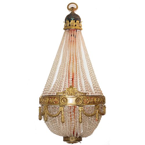 Antique French Dore Bronze & Crystal Sconce