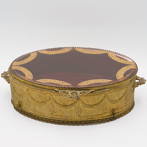 Victorian Gilded Brass Filigree Box