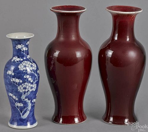 Pair of Chinese sang de beouf vases, 12 1/2'' h.,