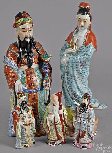 Five Chinese porcelain figures, tallest - 17''.