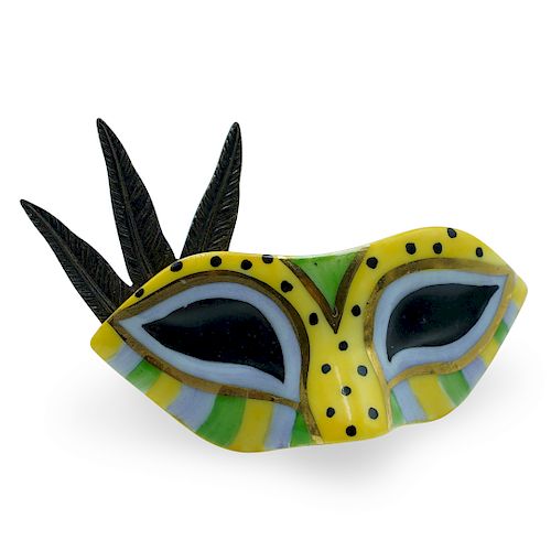 Limoges Masquerade Mask Porcelain Trinket Box