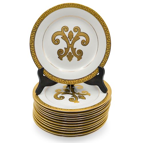 (13 Pc) Royal Gallery Gold Porcelain Plates