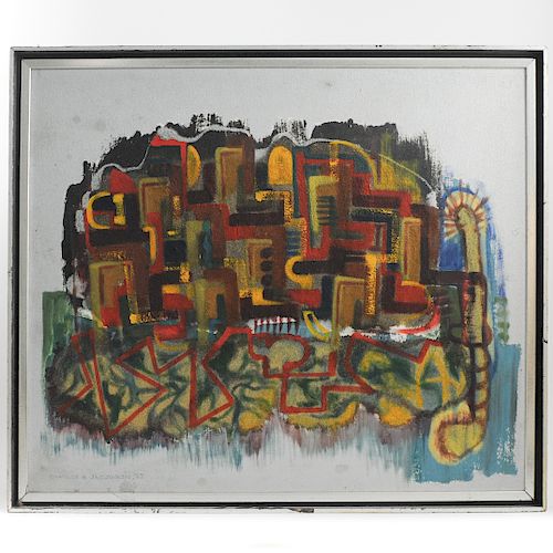 Charles R. Jacobson (American 20th Ct.) Abstract Oil on Board