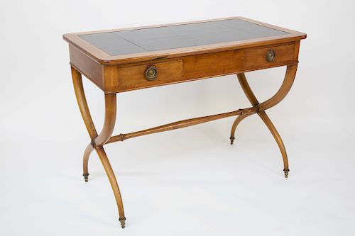 French Fruitwood Directoire Style Two Drawer Writing Desk, circa 1880