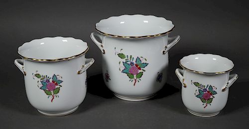 (3) HEREND Chinese Bouquet Porcelain Cachepots