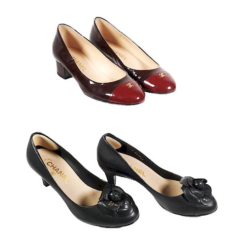 (2) Pairs of CHANEL Shoes, Red, Black