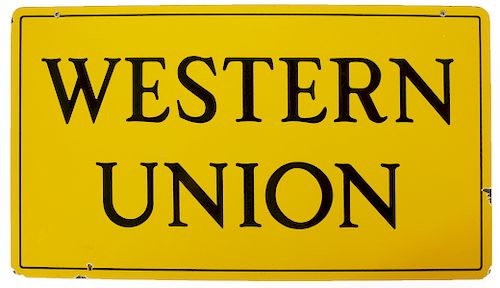 Western Union Enamel Sign