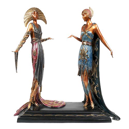 ERTE, Bronze Art Deco "Two Vamps" Statue