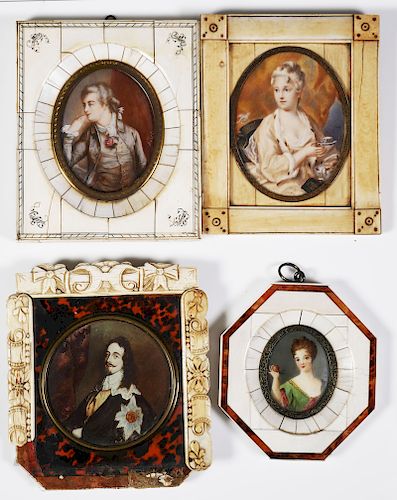 (4) Antique French Miniature Portraits