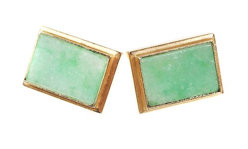 14k Gold Chinese Jade Earrings