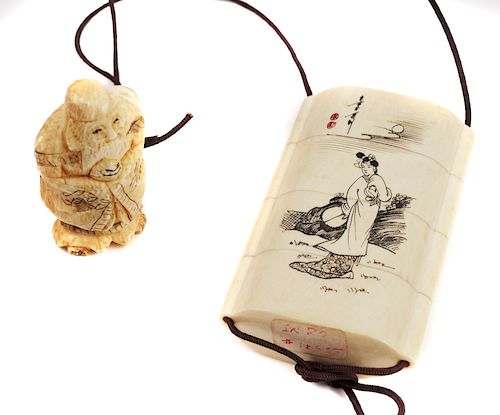 Antique Japanese Ivory Inro & Netsuke